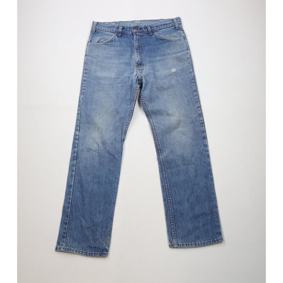 Vtg 70s Streetwear Mens 32x30 Distressed Straight Leg Denim Jeans Blue Cotton